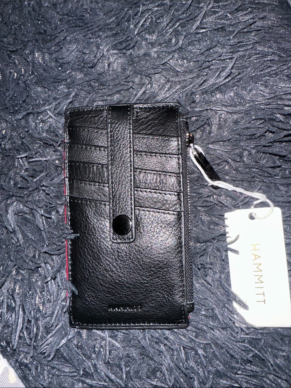 Hammitt Black Leather Phone Wallet with Card Slots and Wrist Strap